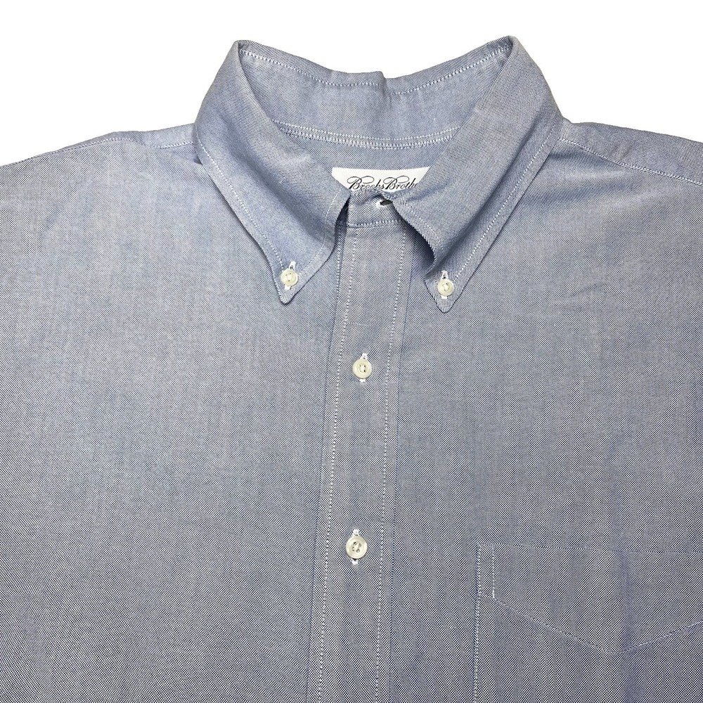 Brooks Brothers Shirt 17 35 Pinpoint Oxford Blue Gray Preppy Ivy USA